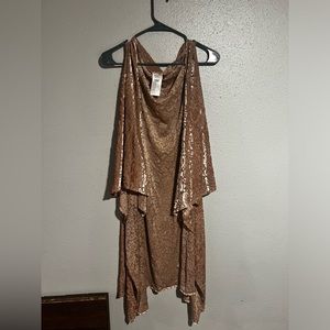 Elizabeth Gillett (Anthropologie) embossed sleeveless vest / shawl in rose pink